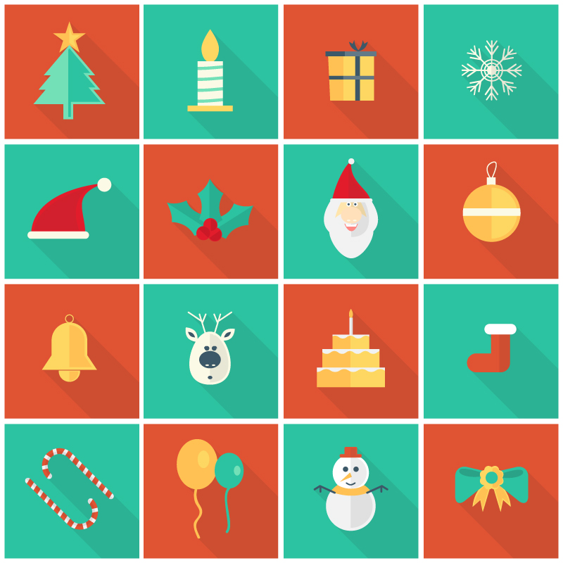 16 modelos de icono de vector de material creativo de Navidad