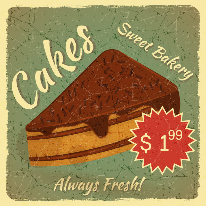 Torta posters Vintage vector de material