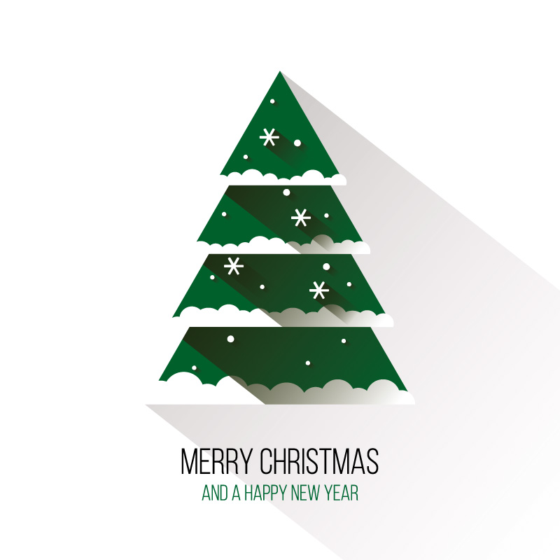 Árbol vector de material Navidad verde plana