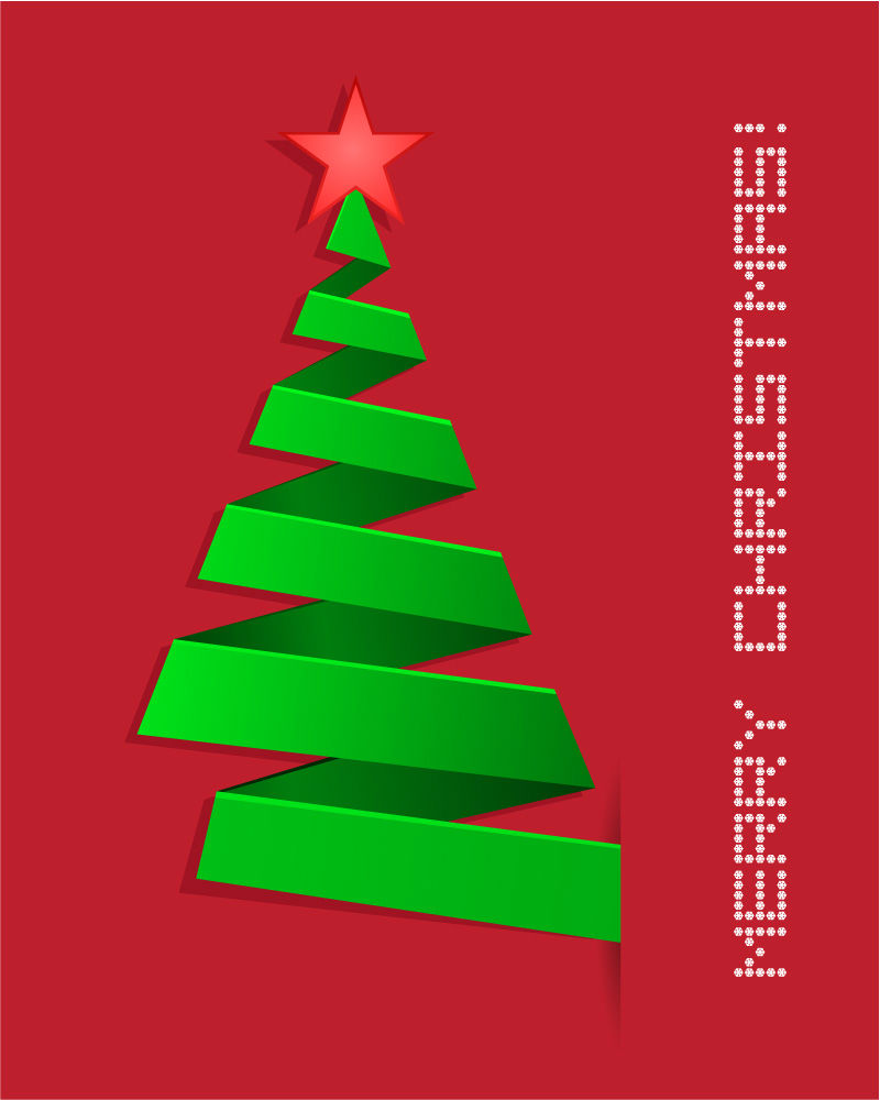 El material del vector del ¨¢rbol verde de la cinta de Navidad