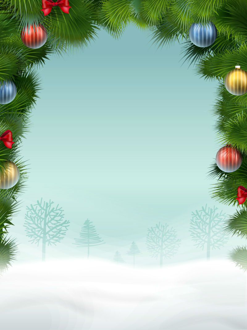Marco de pino nieve de fondo vector de material Navidad