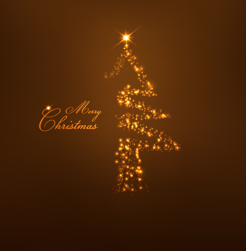 Árbol de Navidad de oro efecto de luz material de vectores