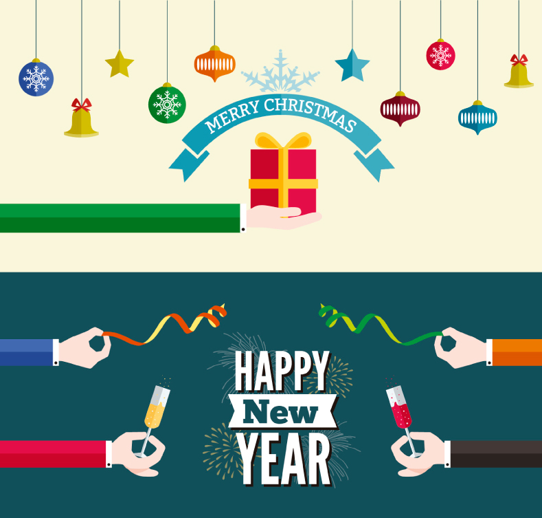 Material de vector de la bandera de la Navidad y el Año Nuevo Creativa