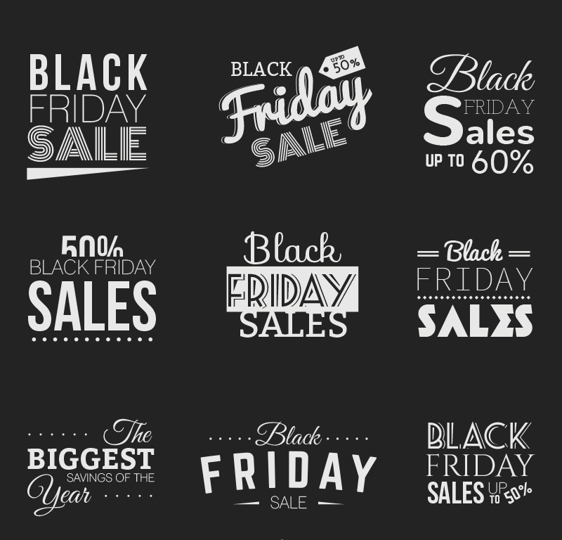 9 Viernes Negro WordArt promocional vector materialel