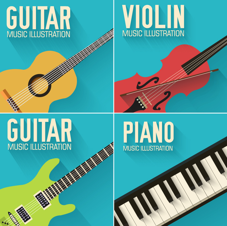 4 exquisito material de vectores tarjeta musical