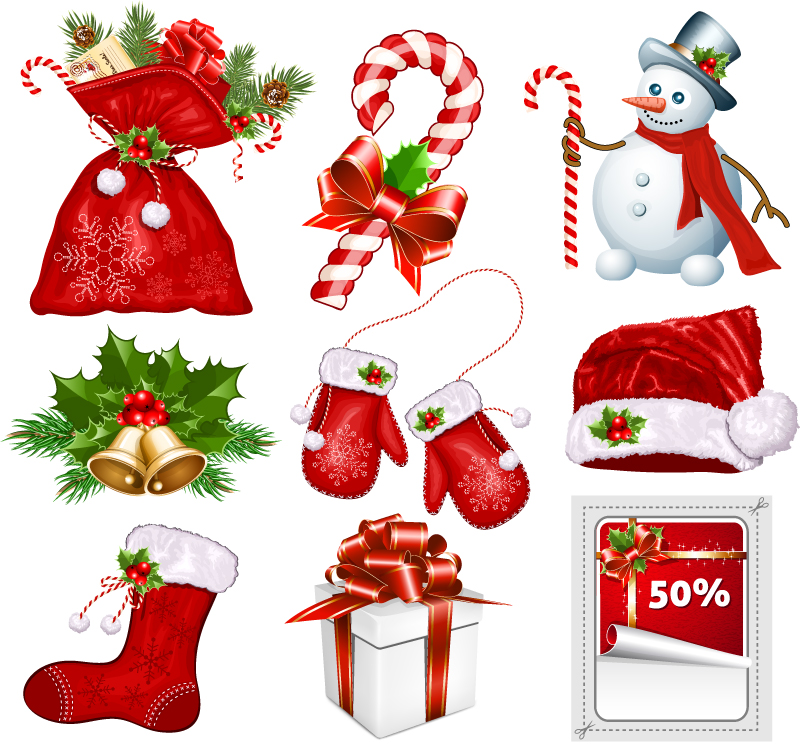 Icono material de vectores 9 Rojo Navidad