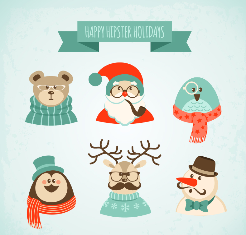 Personajes de dibujos animados vector material 6 de Navidad
