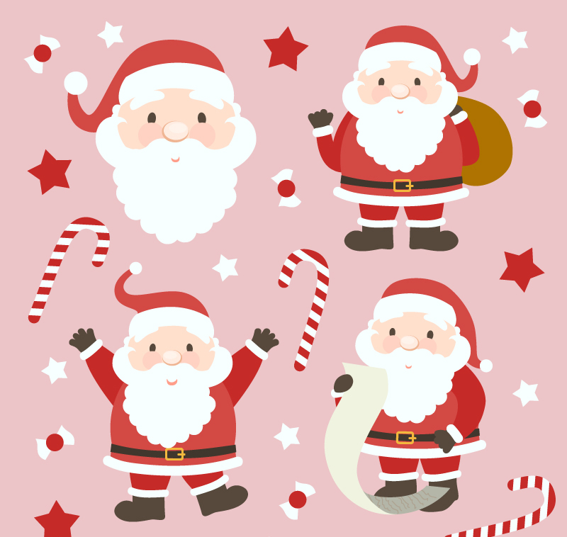Dibujos animados material de diseño vectorial 4 Santa Claus