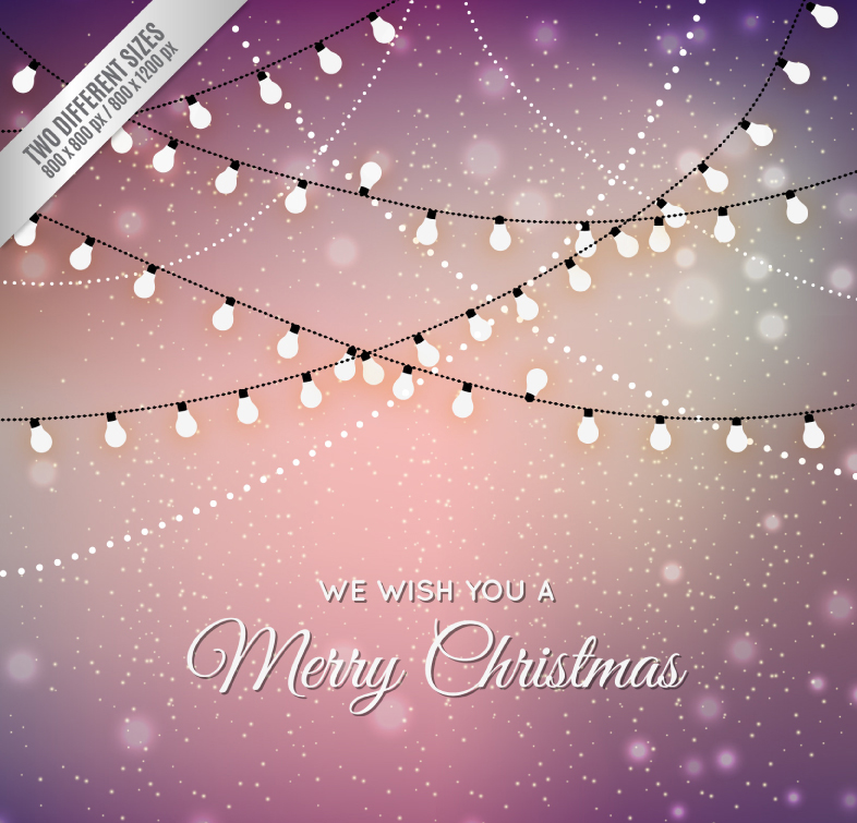 Cadena de luces de Navidad con halo de fondo vector de material