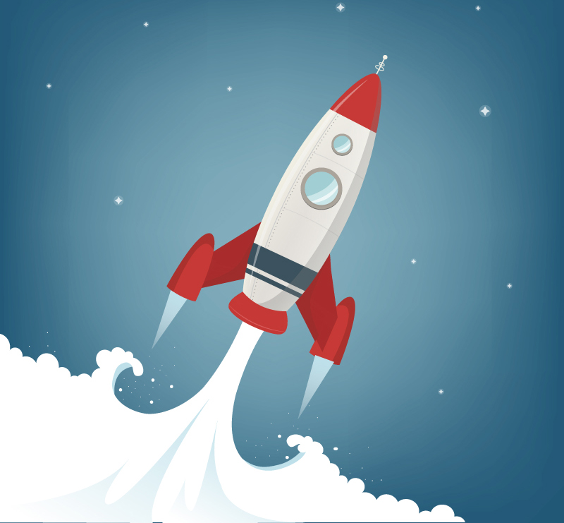 Vector de material cohete desocupado Cartoon

