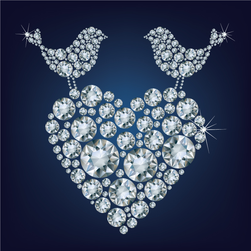 Pjaro y el amor material de diseño vectorial Diamond
