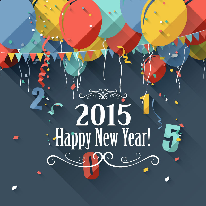 2015 tarjeta de felicitaci車n de Año Nuevo globos de colores material de vectores