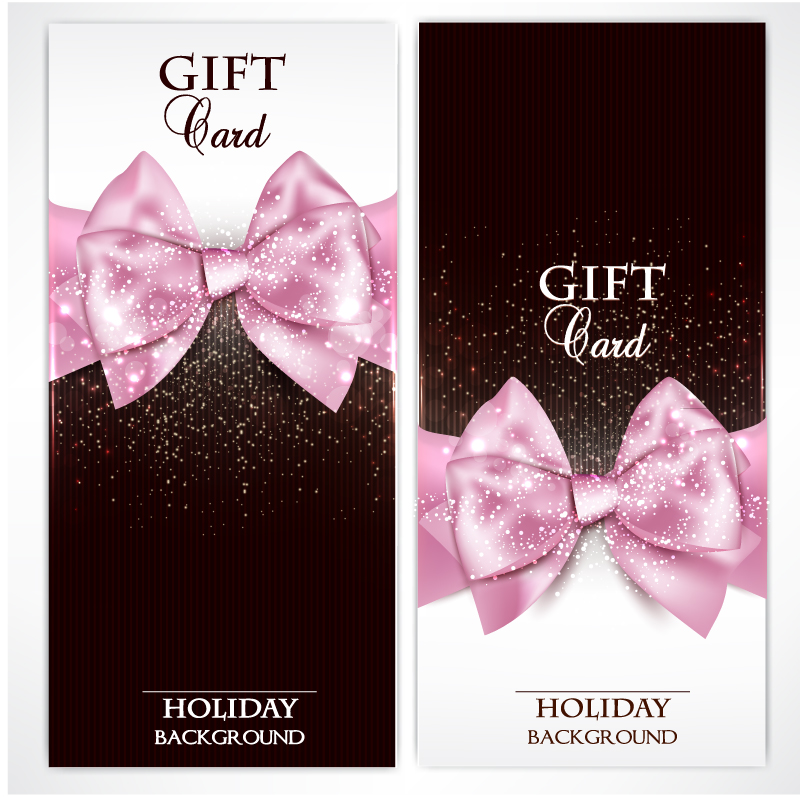 2 tarjetas de regalo de color rosa arco vector material