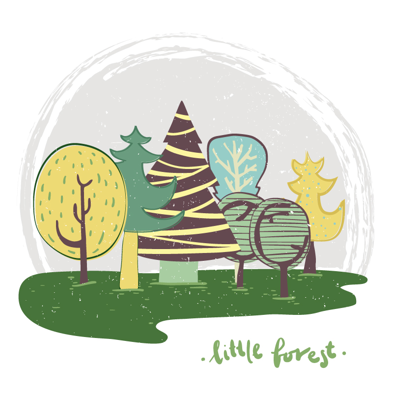 Fondo de dibujos animados vector de material arboleda