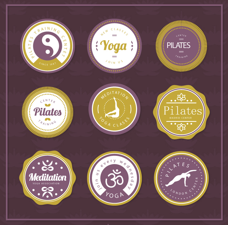 9 yoga circular material del elemento de valor vector
