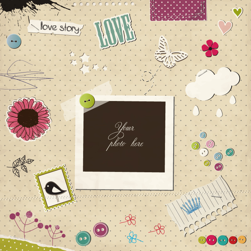 Foto de fondo vector material polaroid de la vendimia