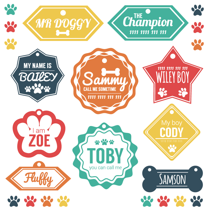 10 modelos de perro de color material de la etiqueta vector
