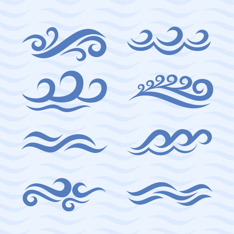 8 ondas ondulaci車n vector de material diseño