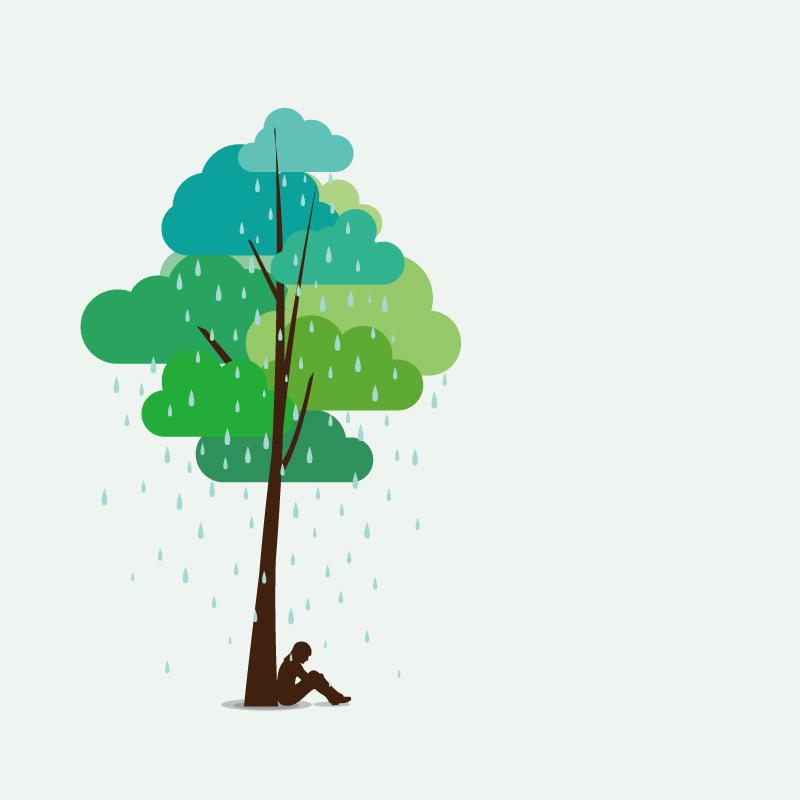 Tarde lluviosa ilustrador material de vectores
