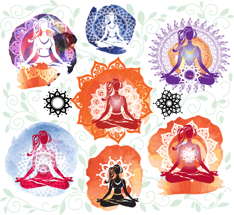 Yoga de fondo sin fisuras patr車n de material de vectores
