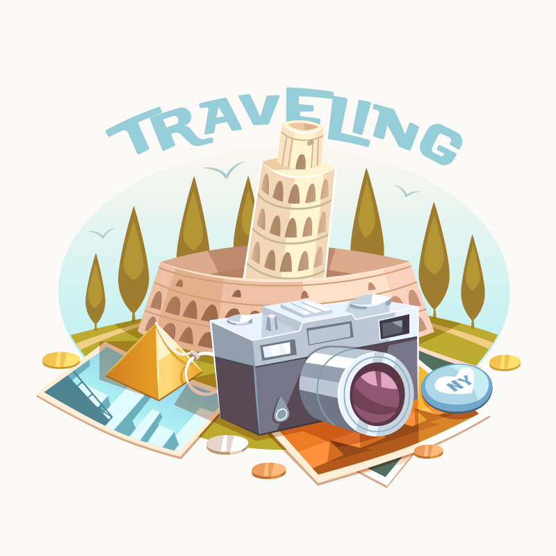 C¨¢mara del viaje del vintage de material ilustrador vectorial