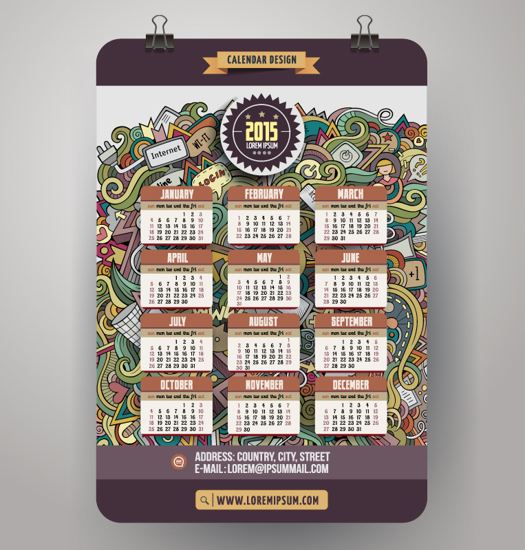 Moda 2015 p¨¢gina solo material vector calendario