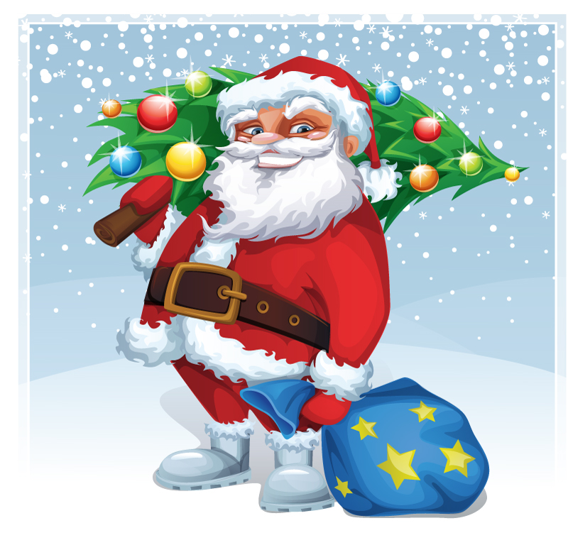 Cartoon ¨¢rboles de Navidad y material de vectores de Pap¨¢ Noel