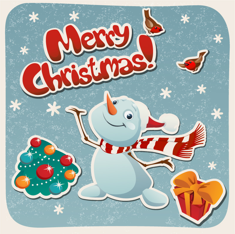Muñeco de nieve lindo material de la tarjeta de felicitaci車n de la Navidad del vector