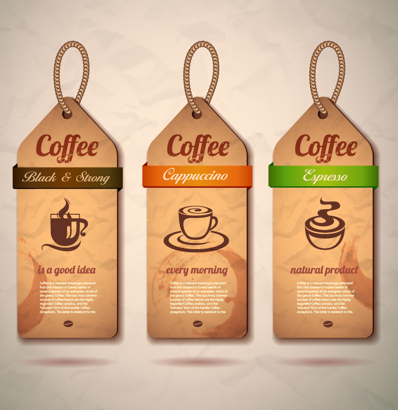 3 caf¨¦ etiqueta de papel material de diseño vectorial