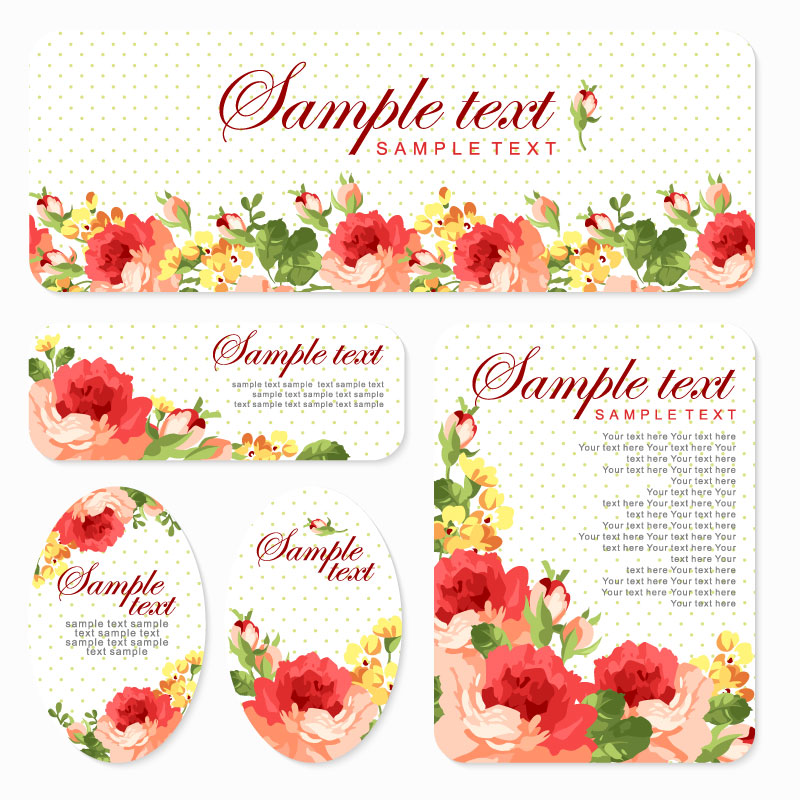 5 Rose tarjeta acuarela material de diseño vectorial