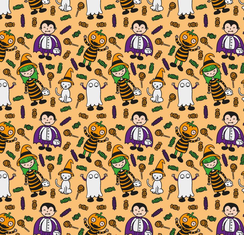 Historieta de Halloween elemento vector de material de fondo sin fisuras

