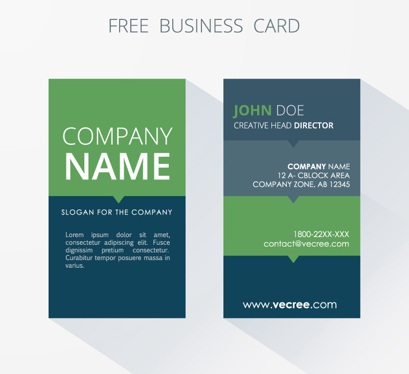 Vector de material azul y verde tarjetas de visita de costura