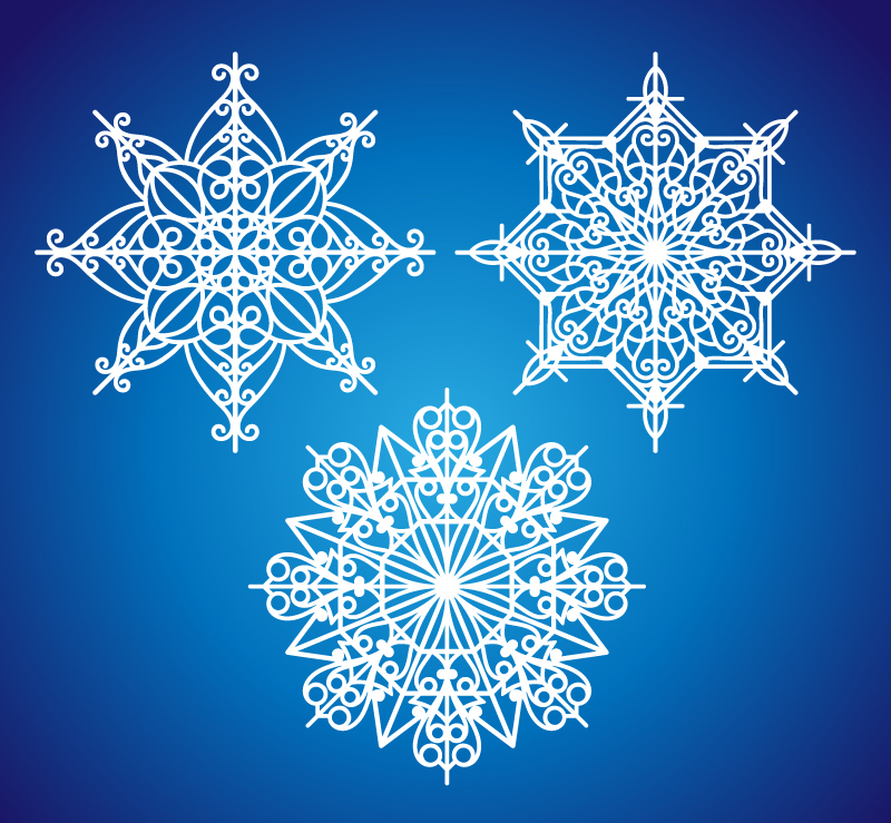 Material de diseño vectorial 3 delicado copo de nieve