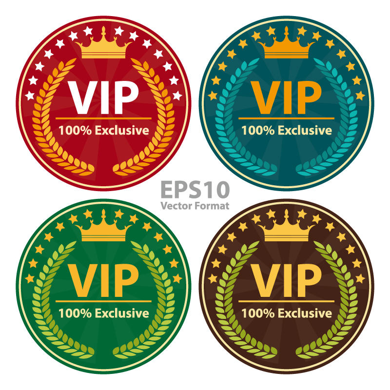 4 colores VIP circular material de la etiqueta vector