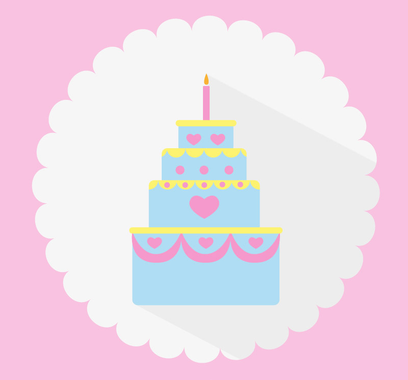 Vector de material torta de cumpleaños fresca