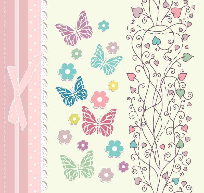 Tarjeta de invitaci車n fresco material de vectores de encaje y flores