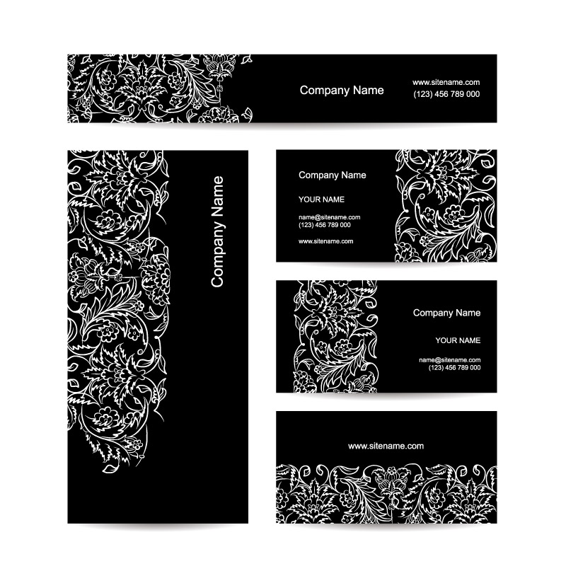 5 patr車n negro de material de vectores tarjetas