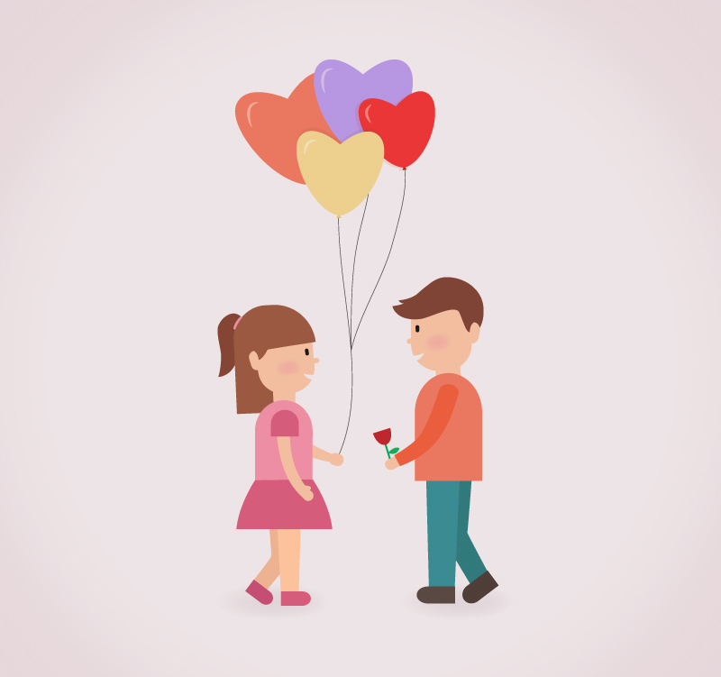 Pareja de dibujos animados de diseño creativo de material de vectores