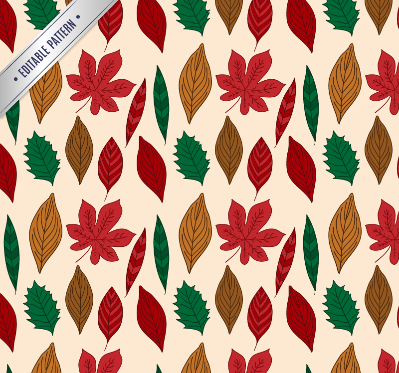 Hojas de otoño coloridas vector de material de fondo sin fisuras