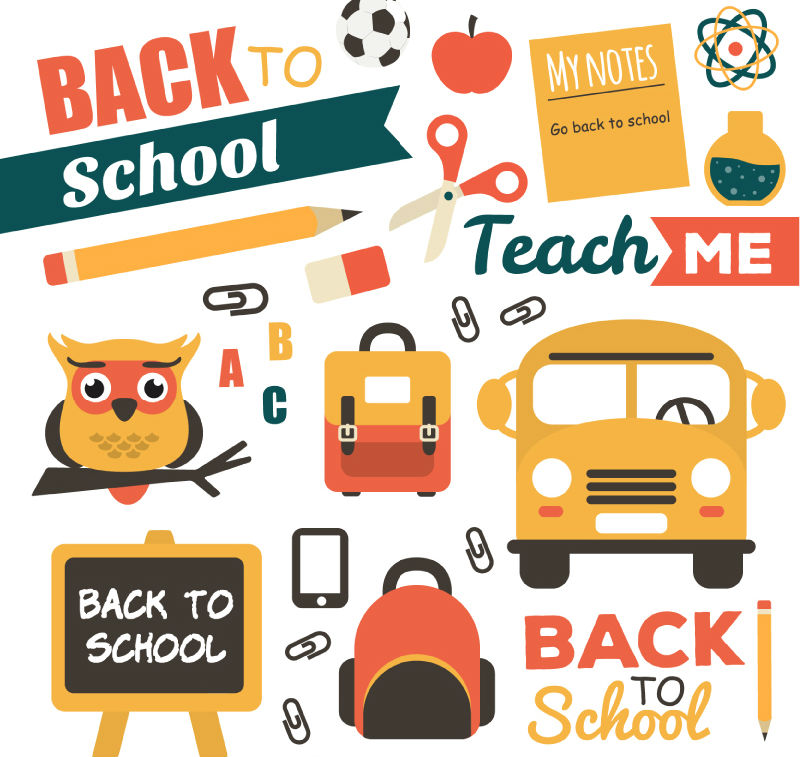 21 del campus elemento vector de material temporada escolar