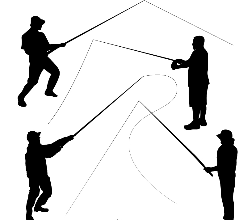 4 Pesca material de cifras silueta vector