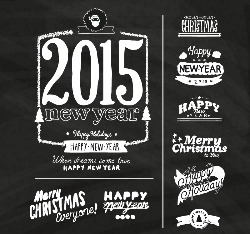 Vector de material 9 de Navidad y Año Nuevo WordArt
