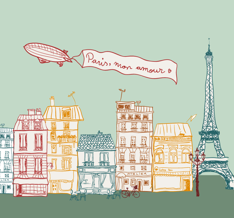 Paris pintura de la calle de material Vector del paisaje