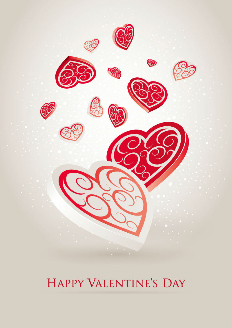 Valentine pieza amor vector de material de tres dimensiones patrn