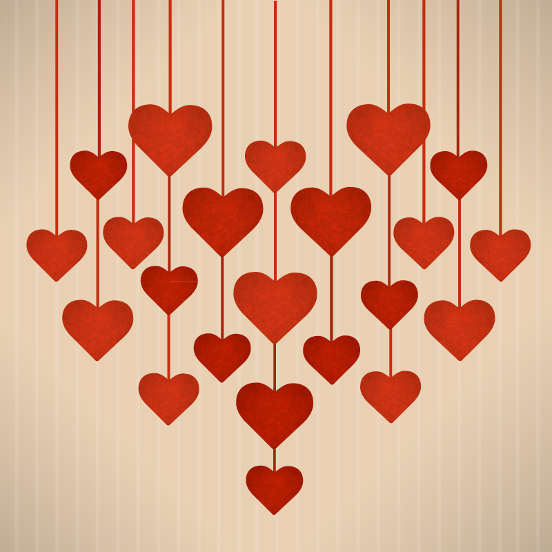 Amor encanto fondo rojo vector material