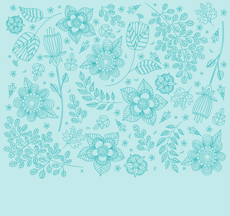 Flores verdes y ramas de fondo sin fisuras vector de material