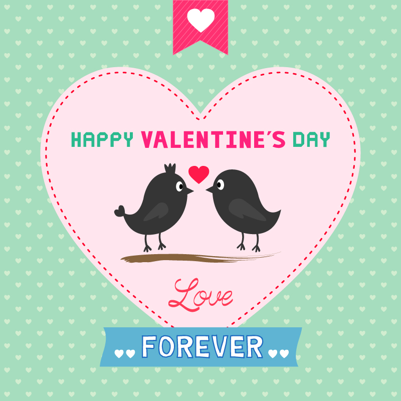 Valentine amantes de las aves de dibujos animados vector de material