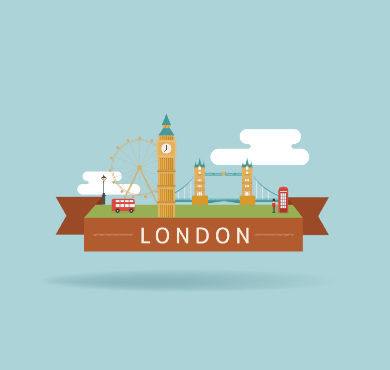 Al estilo de Londres caractersticas del material vector de la etiqueta
