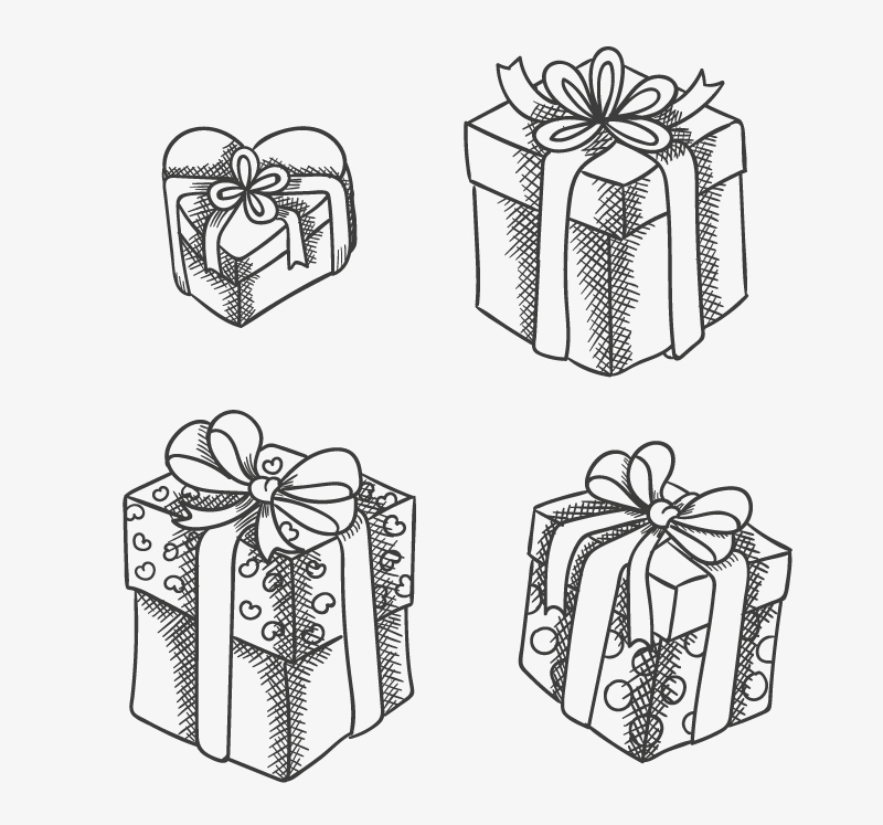 4 Material de arco regalo vector pintado a mano
