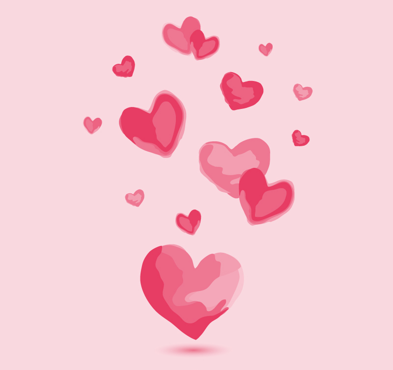 Amor vector de material acuarela de color rosa
